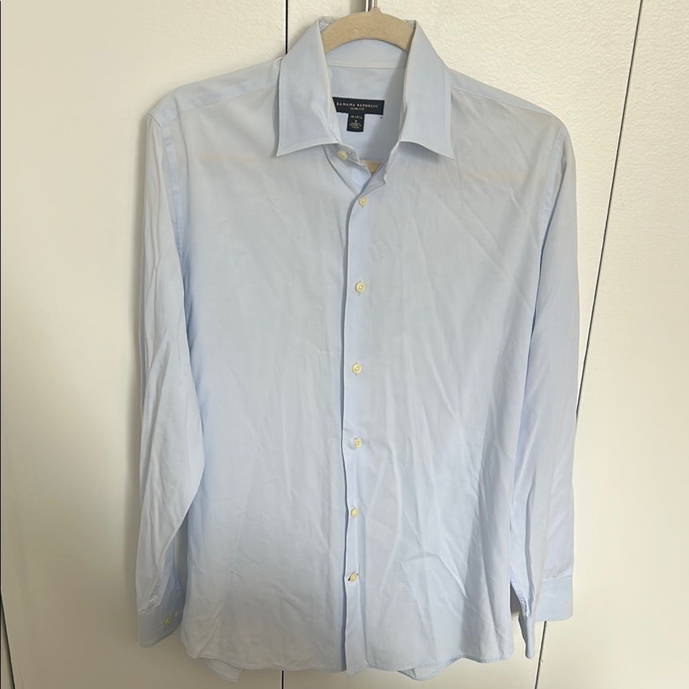 Banana Republic Pale Blue Men's Dress Collared Shirt Slim Fit Sz Small (14-14.5)
